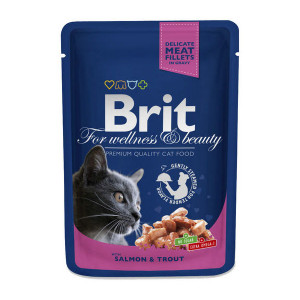 BRIT PREMIUM CHUNKS SALMON TROUT konservi kaķiem Lasis un forele mērcē 100g